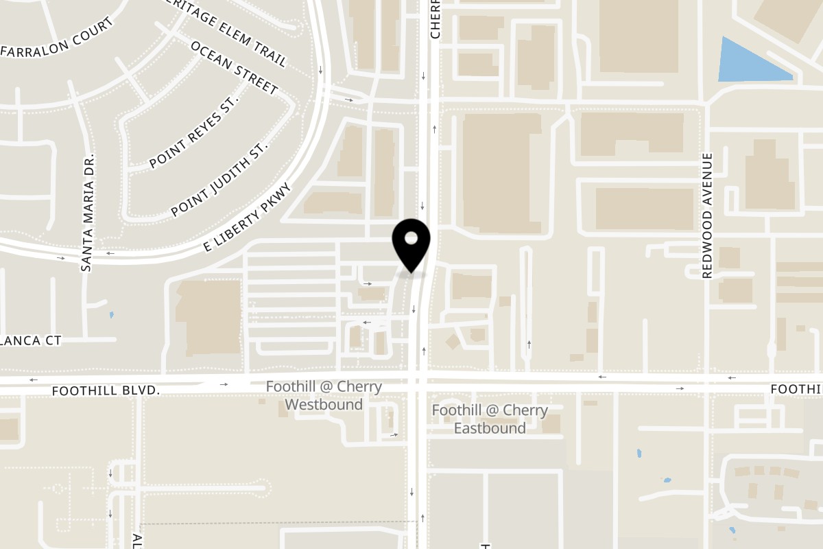 Map showing the location of Dragon Grill & Boba Tea Fontana on 8030 Cherry Ave #400 in Fontana